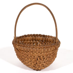 SOUTHERN APPALACHIAN RIB-TYPE WOVEN-SPLINT MINIATURE BASKET
