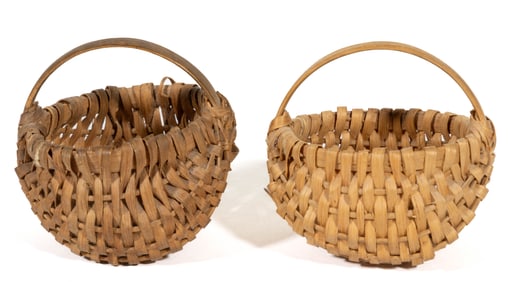 SOUTHERN APPALACHIAN RIB-TYPE WOVEN-SPLINT MINIATURE BASKETS, LOT OF TWO
