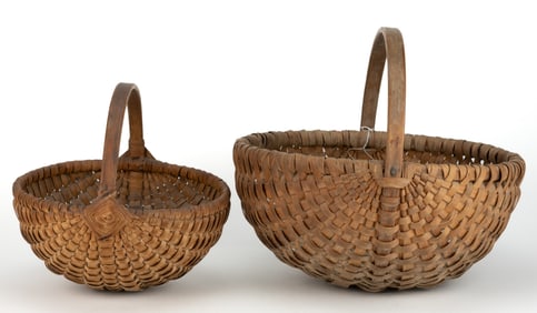 PENNSYLVANIA RIB-TYPE WOVEN-SPLINT BASKETS, LOT OF TWO