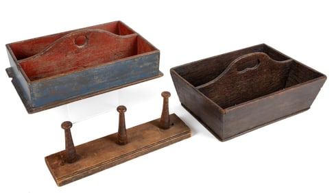 ASSORTED TREEN DOMESTIC ACCESSORIES, LOT OF THREE
