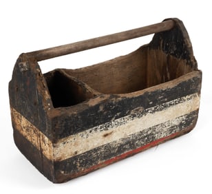 AMERICAN PAINTED PINE AND OAK TOOL BOX / CARRIER
