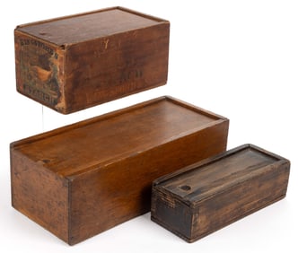 ASSORTED COUNTRY SLIDE-LID BOXES, LOT OF THREE