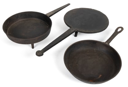 ASSORTED CAST-IRON HEARTH / KITCHEN ARTICLES, LOT OF THREE