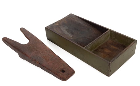 ASSORTED PAINTED WOODEN DOMESTIC ARTICLES, LOT OF TWO