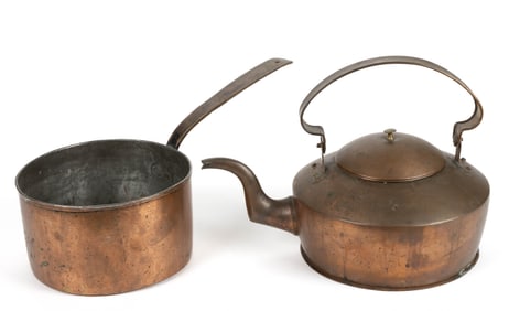 ASSORTED COPPER HEARTH / KITCHEN COOKING / DOMESTIC ARTICLES, LOT OF TWO