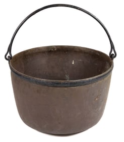 AMERICAN DOVETAILED LARGE COPPER APPLE BUTTER KETTLE