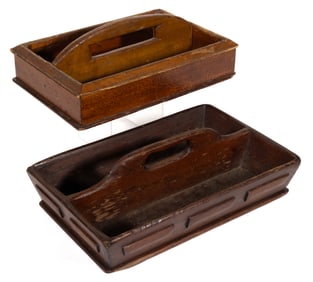 AMERICAN KNIFE BOXES / CUTLERY TRAYS, LOT OF TWO