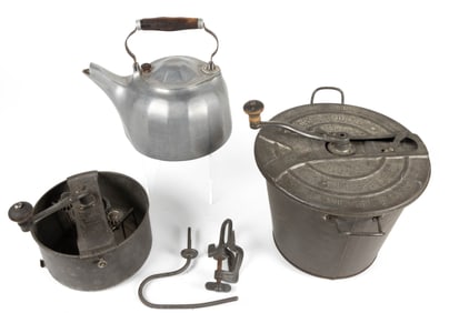 ASSORTED METAL DOMESTIC / KITCHEN ARTICLES, LOT OF THREE