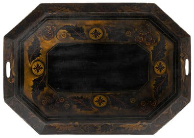 AMERICAN OR ENGLISH PAINT-DECORATED TOLEWARE TRAY