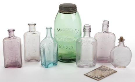 ASSORTED WHISKEY AND OTHER BOTTLES / JAR, LOT OF EIGHT