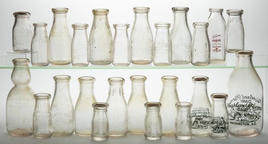 ASSORTED WASHINGTON, DC AREA MILK BOTTLES, LOT OF 25