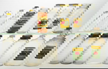 WHITE HOUSE VINEGAR GLASS BOTTLES / JUGS / JARS, LOT OF 15