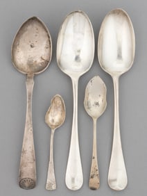 ENGLISH GEORGE II STERLING SILVER TABLESPOONS, NEAR PAIR