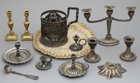 ASSORTED STERLING, SILVER-PLATED, AND OTHER ARTICLES, LOT OF 13