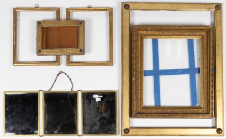 ASSORTED AMERICAN / EUROPEAN GILT GESSO FRAMES, LOT OF FIVE