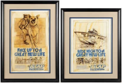 BRITISH SOUTH AFRICAN POLICE POSTER MOCK-UPS, LOT OF TWO