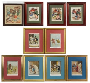 ROOSEVELT BEARS AND OTHER BEARS FRAMED PRINTS, LOT OF TEN