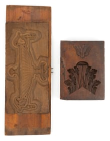 CARVED WOOD ARCHITECTURAL PLASTER MOLDS, LOT OF TWO