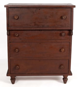 VIRGINIA VERNACULAR FIGURED CHERRY CHEST OF DRAWERS