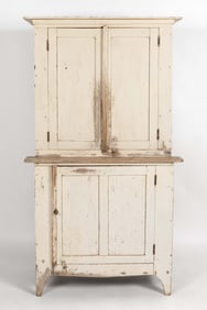 SOUTHERN PAINTED YELLOW PINE DIMINUTIVE STEP-BACK CUPBOARD
