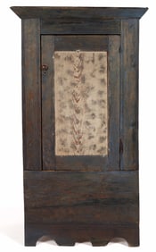 SOUTHERN PAINT-DECORATED YELLOW PINE DIMINUTIVE WARDROBE