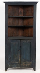 SOUTHERN PAINTED YELLOW PINE CORNER CUPBOARD