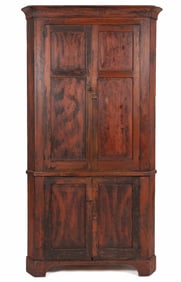 MID-ATLANTIC PAINT-DECORATED POPLAR CORNER CUPBOARD