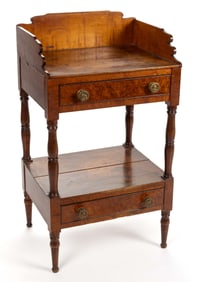 MID-ATLANTIC LATE FEDERAL FIGURED MAPLE WASHSTAND