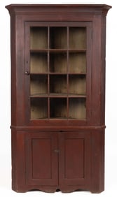 PENNSYLVANIA PAINTED CHERRY CORNER CUPBOARD