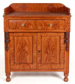 PENNSYLVANIA PAINT-DECORATED PINE AND POPLAR JELLY CUPBOARD