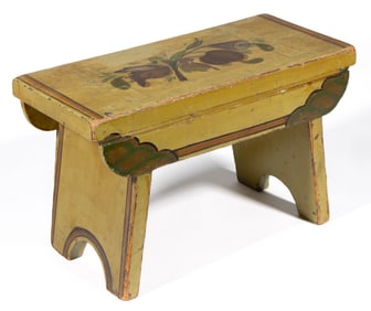 PENNSYLVANIA PAINT-DECORATED PINE FOOT STOOL