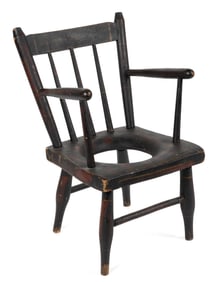 PENNSYLVANIA PAINT-DECORATED POPLAR CHILD'S NECESSARY CHAIR