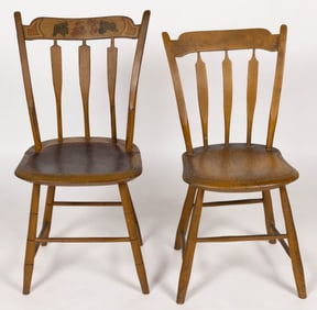 PENNSYLVANIA PAINT-DECORATED LATE WINDSOR SIDE CHAIRS, LOT OF TWO