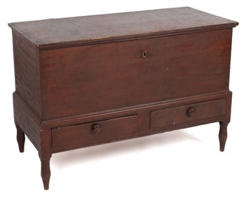 NEW ENGLAND PAINT-DECORATED POPLAR BLANKET CHEST