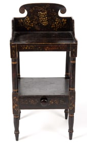 NEW ENGLAND PAINT-DECORATED PINE OPEN WASHSTAND
