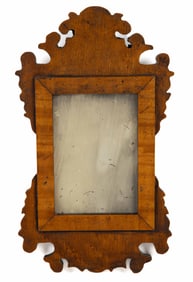 NEW ENGLAND CHIPPENDALE WALNUT AND MAPLE COURTING MIRROR