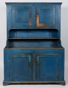COUNTRY PAINTED POPLAR DRYSINK CUPBOARD
