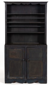 AMERICAN COUNTRY PAINTED POPLAR DISH CUPBOARD