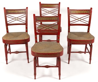 SET OF FOUR AMERICAN PAINT-DECORATED FANCY SIDE CHAIRS