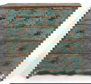 AMERICAN LATE FEDERAL PAINTED WALNUT CHEST OF DRAWERS