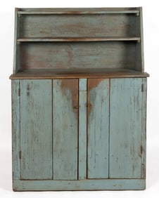 AMERICAN COUNTRY PAINTED POPLAR STEPBACK CUPBOARD