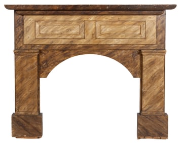 AMERICAN PAINT-DECORATED PINE FIREPLACE MANTEL / SURROUND