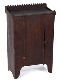 AMERICAN FOLK ART PAINTED POPLAR CHILD'S CUPBOARD