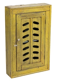 COUNTRY PAINTED POPLAR AND PINE HANGING CABINET