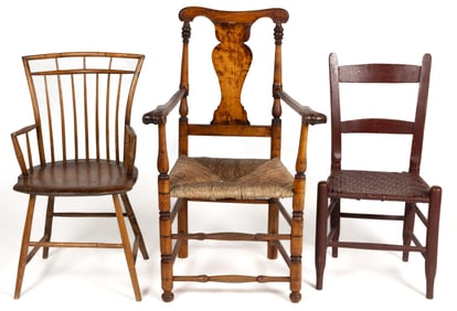 ASSORTED AMERICAN COUNTRY CHAIRS, LOT OF THREE