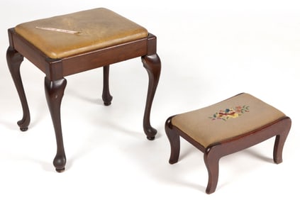 AMERICAN MAHOGANY STOOLS, LOT OF TWO