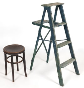 AMERICAN STOOL AND PAINTED LADDER