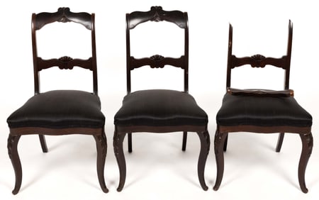AMERICAN VICTORIAN MAHOGANY SIDE CHAIRS, LOT OF THREE