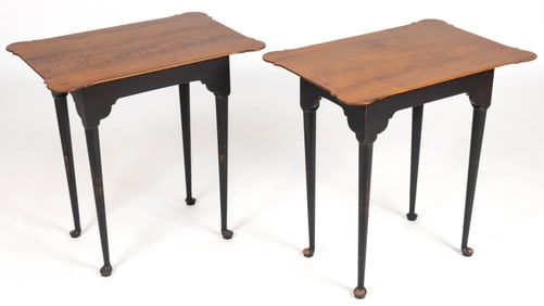 PAIR OF D. R. DIMES QUEEN ANNE-STYLE SIDE TABLES