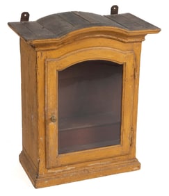 COUNTRY PAINTED PINE CLOCK HOOD HANGING CABINET